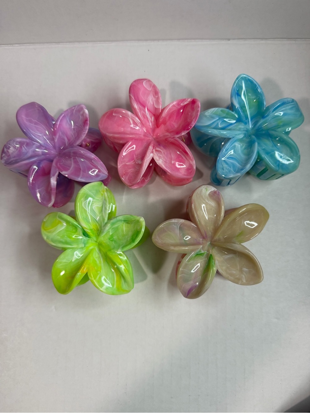 Assorted Flower Hair Claw Clip Set - Multicolor Floral Designs